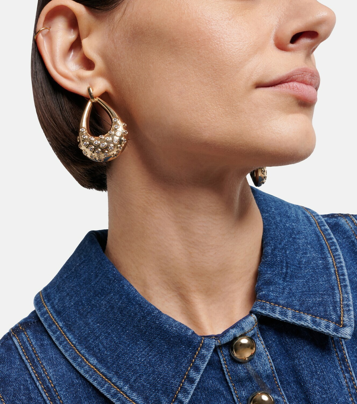 Self-Portrait Crystal-embellished hoop earrings