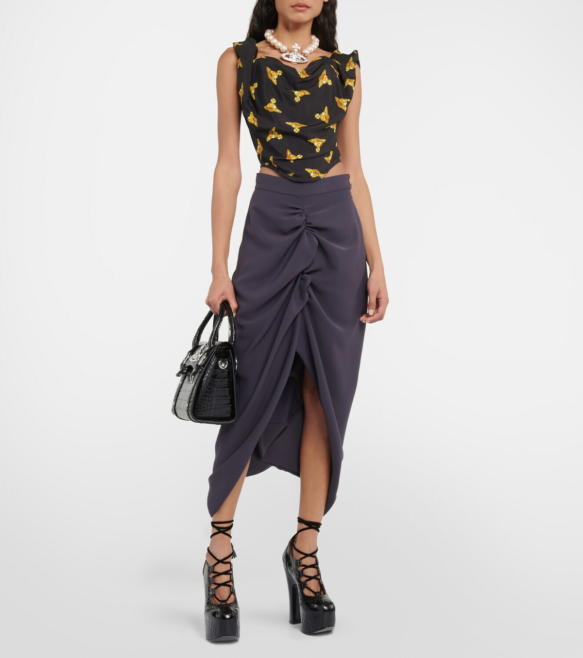 VIVIENNE WESTWOOD ワンピース Valentina off-shoulder 836339 Valentina off-shoulder minidress in black - Vivienne