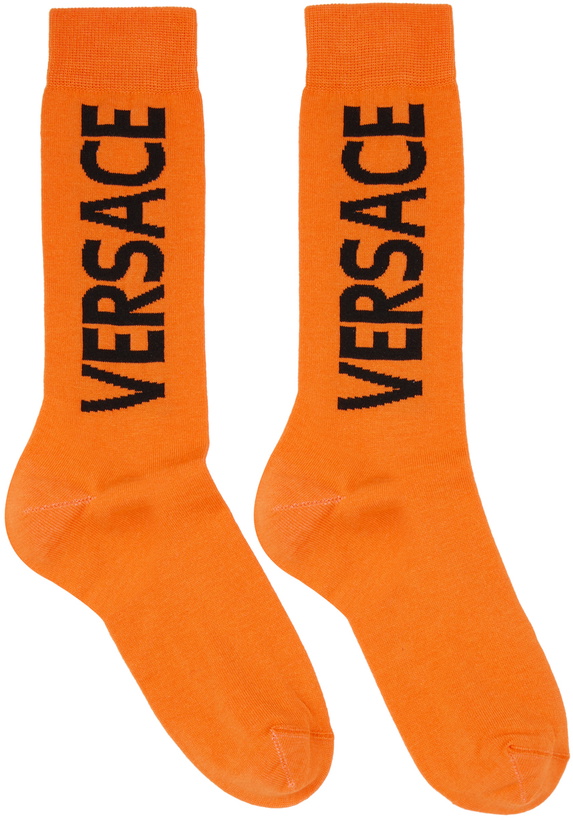 Photo: Versace Orange Cotton Socks