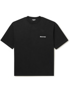 Balenciaga - Oversized Logo-Embroidered Cotton-Jersey T-Shirt - Black