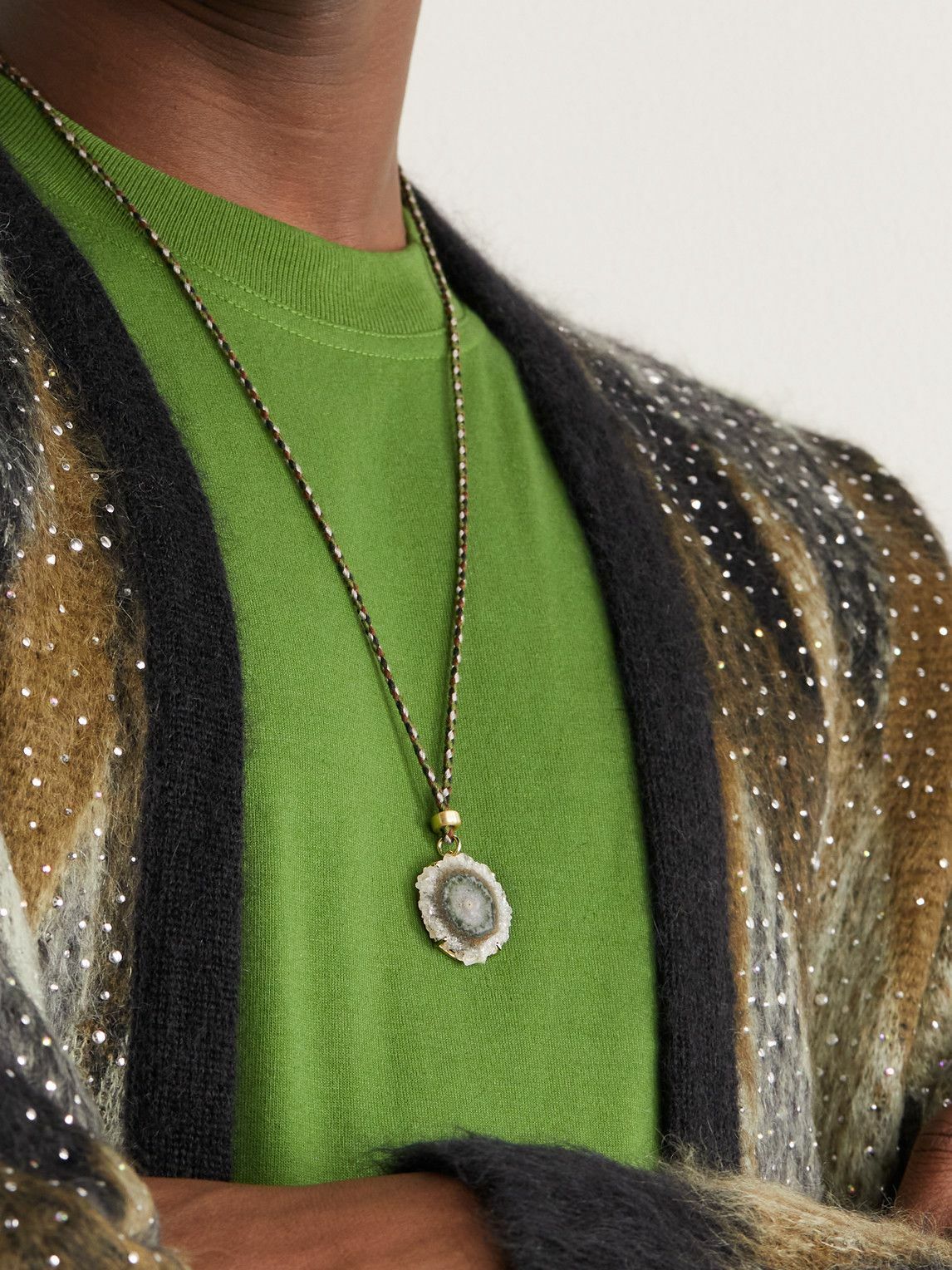 Jacquie Aiche - Gold, Geode and Cord Pendant Necklace