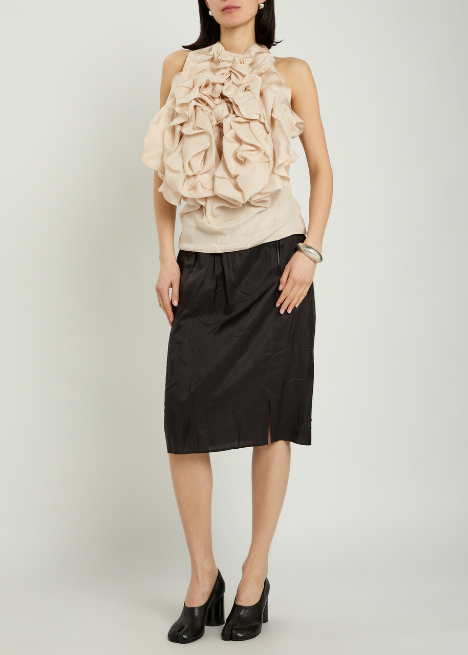 Maison Margiela Ruffled Silk top Sand