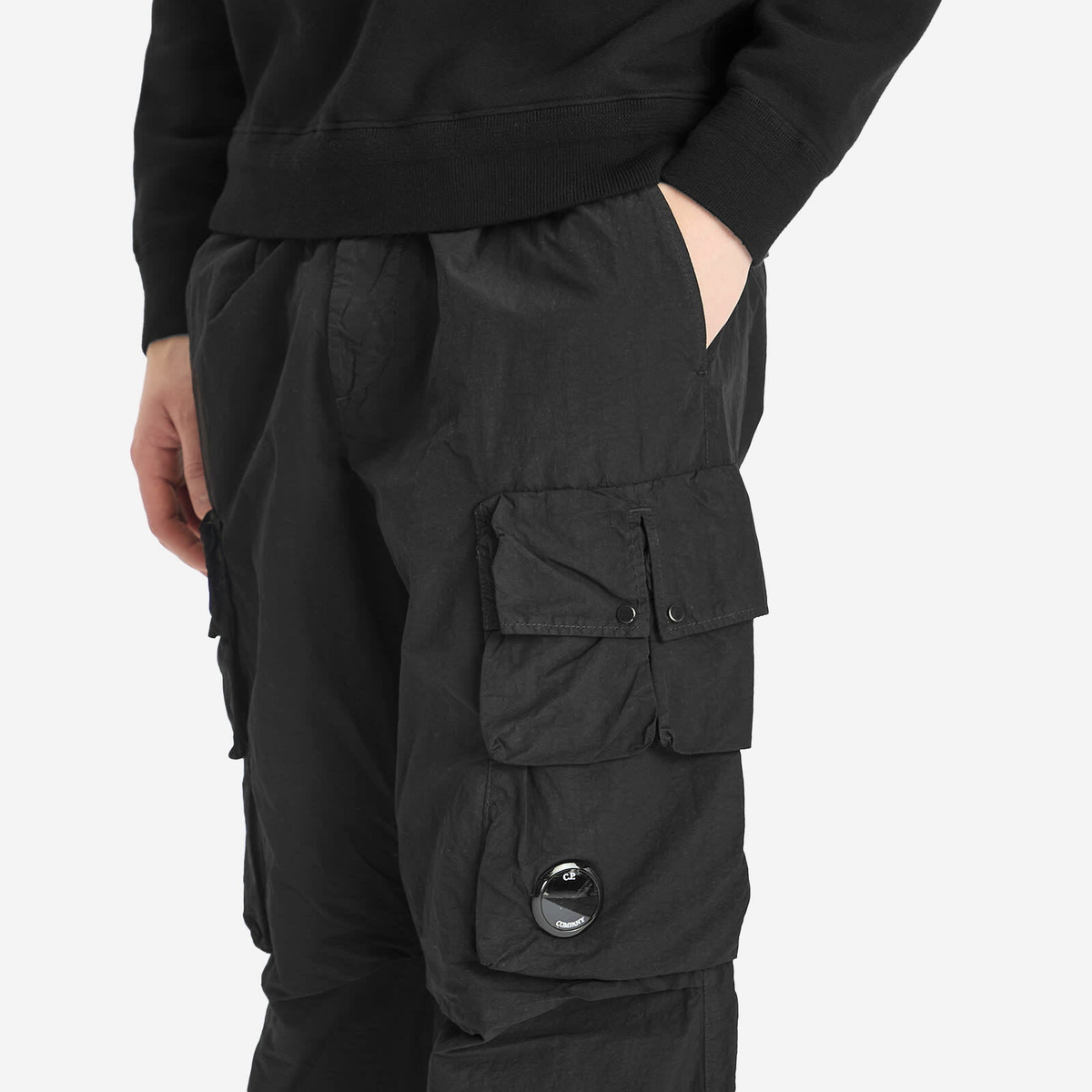C.P. Company Men's Flatt Nylon Multipocket Cargo Pants in Black