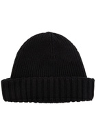 John Smedley Elke Ribbed Cashmere and Wool-blend Beanie - Black - One Size