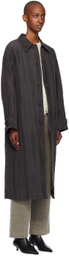 UMBER POSTPAST Brown Natural Dyed Striped Silk Long Coat