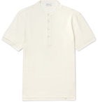 Brioni - Cotton and Silk-Blend Piqué Henley T-Shirt - Men - White