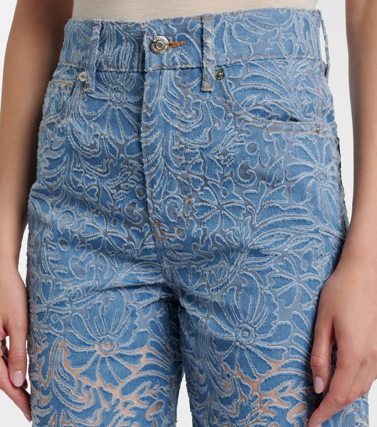 Veronica Beard Taylor floral wide-leg jeans