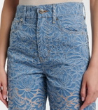 Veronica Beard Taylor floral wide-leg jeans