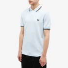 Fred Perry Men's Slim Fit Twin Tipped Polo Shirt in Light Ice/Field Green/Black