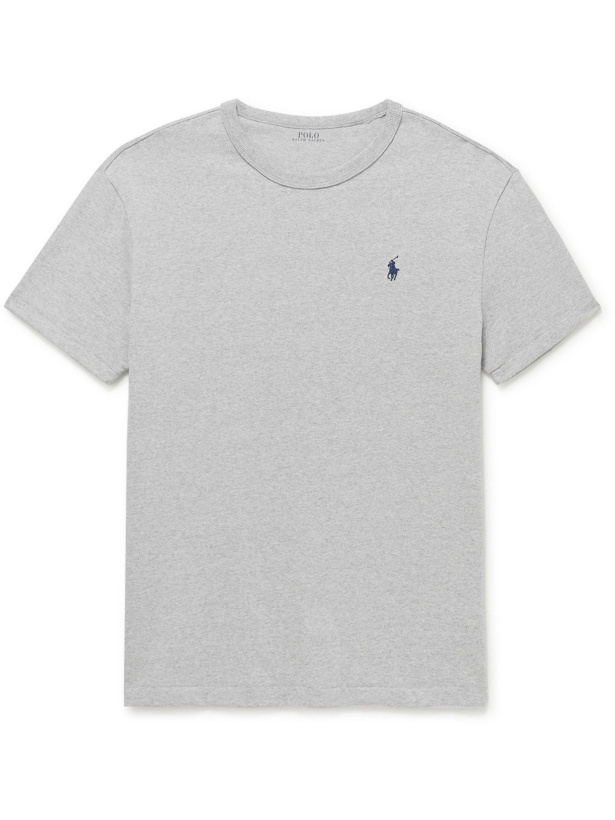 Photo: POLO RALPH LAUREN - Logo-Embroidered Cotton-Jersey T-Shirt - Gray