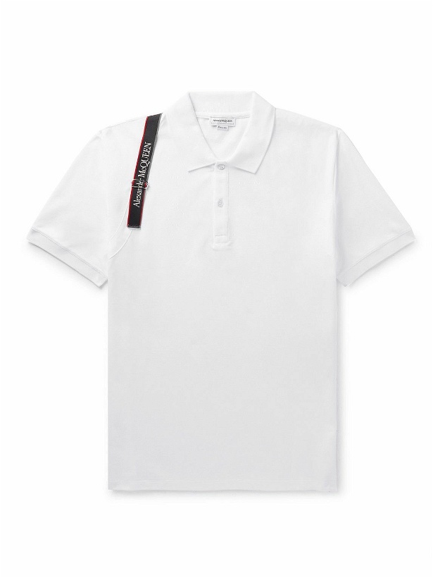 Photo: Alexander McQueen - Harness-Detailed Cotton-Piqué Polo Shirt - White