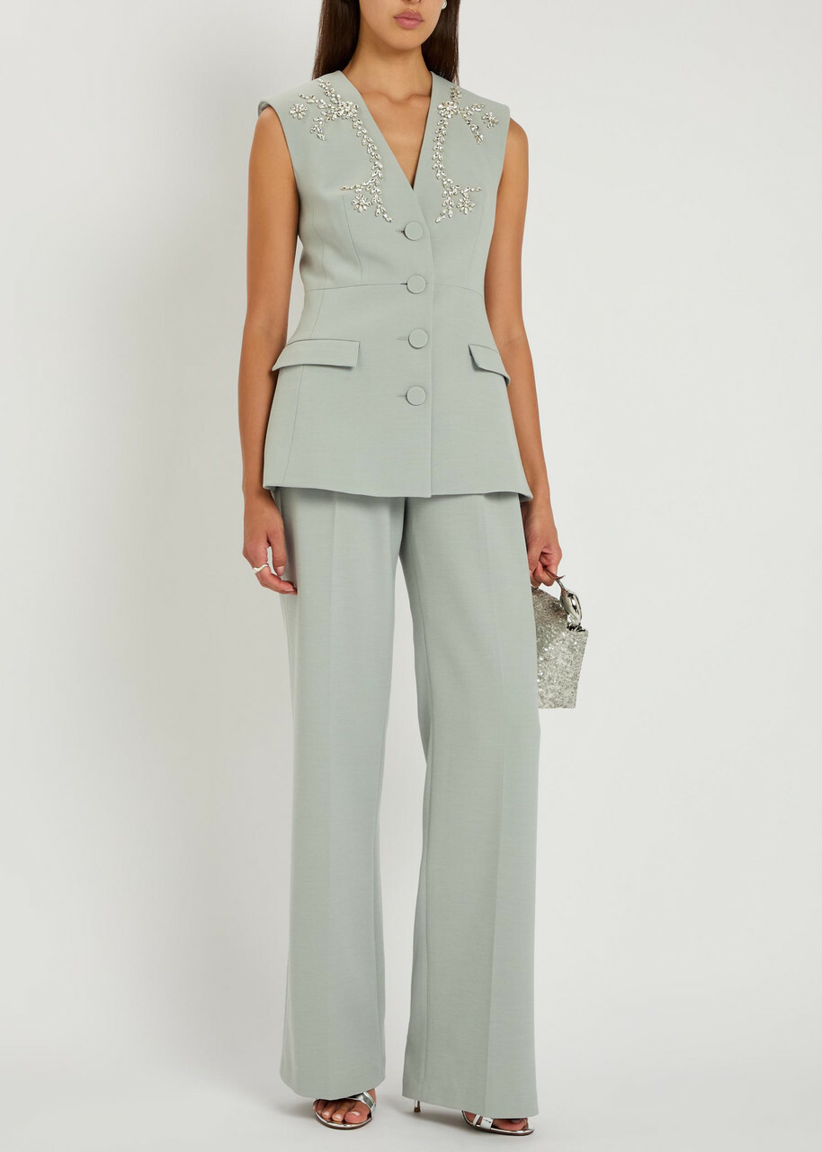 Huishan Zhang Sigrid Crystal-embellished Woven Vest Grey