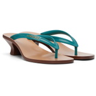 Versace Blue & Brown Sophie Rubber Thong Heeled Sandals