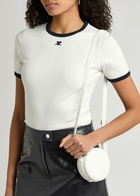 Courrèges Logo-embroidered Cotton T-shirt White