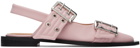 GANNI Pink Feminine Buckle Ballerina Flats