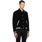 Saint Laurent Black Corduroy Teddy Bomber Jacket