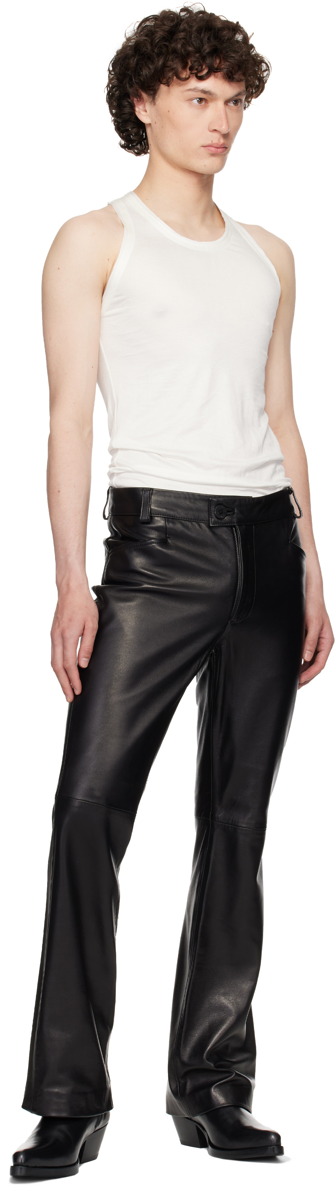 AARON ESH White Satin Trim Jersey Tank Top