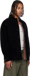 Andersson Bell Black Padded Velvet Denim Shirt