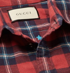 Gucci - Oversized Embroidered Checked Cotton-Flannel Shirt - Men - Red