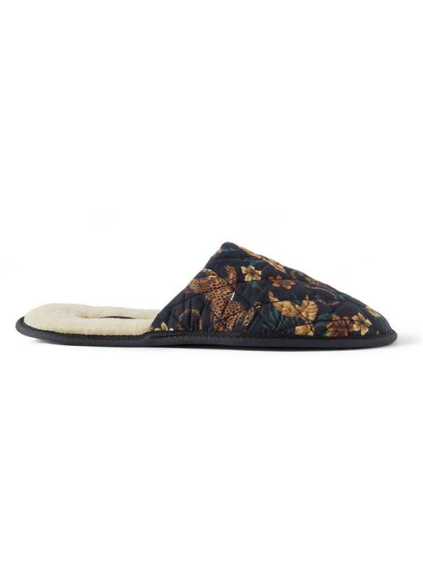 Photo: DESMOND & DEMPSEY - Printed Quilted Cotton Slippers - Multi