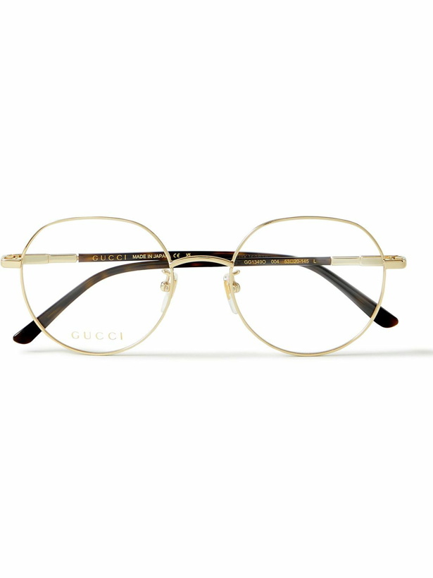 Photo: Gucci Eyewear - Round-Frame Gold-Tone Optical Glasses