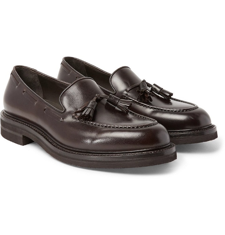 Photo: Brunello Cucinelli - Leather Tasselled Loafers - Dark brown
