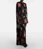 Dolce&Gabbana Floral caped silk-blend gown