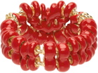 Bottega Veneta Red & Gold Bead Ring
