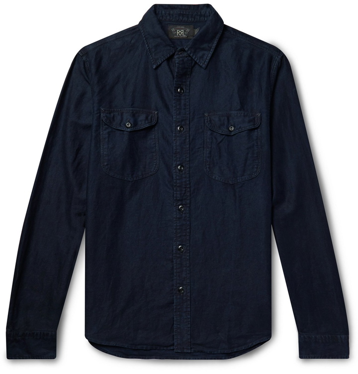 Photo: RRL - Cotton and Linen-Blend Shirt - Blue