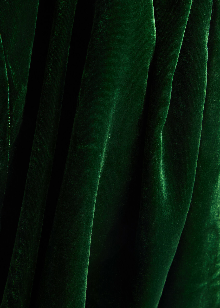 Kitri Josette Cut-out Velvet Mini Dress Dark Green