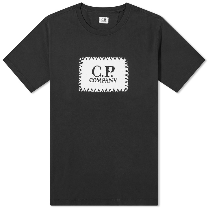 Photo: C.P. Company Men's Label Logo T-Shirt in Total Eclipse