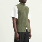 MM6 Maison Margiela Men's Knitted Ribbed Zip Vest in Kaki