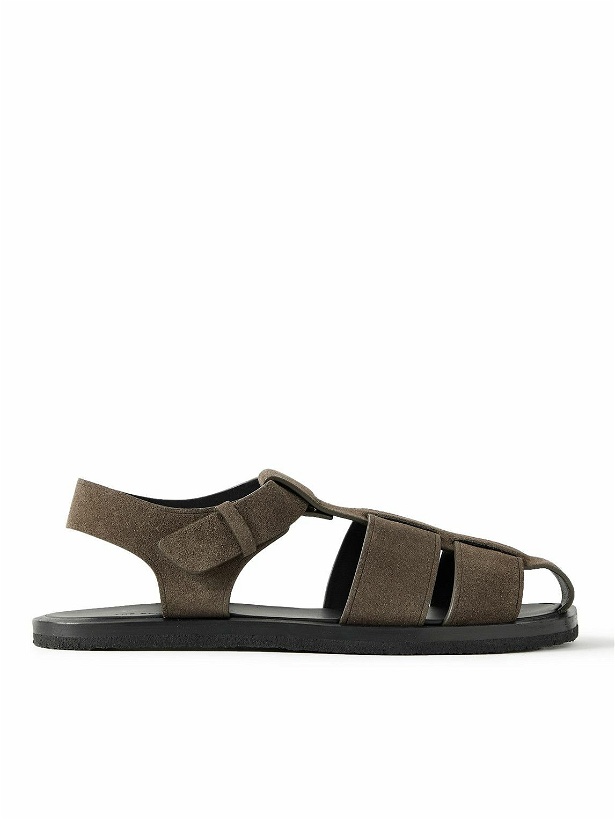 Photo: The Row - Fisherman Suede Sandals - Brown