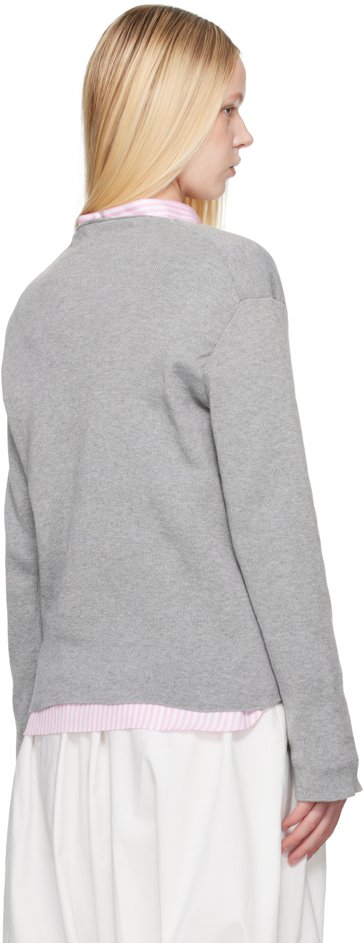 Comme des Garçons Shirt Gray Geometric Cutouts Sweater