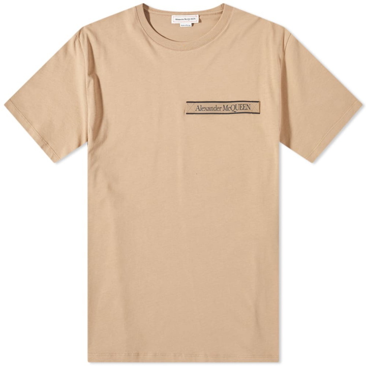 Photo: Alexander McQueen Men's Taped Logo T-Shirt in Beige/Mix