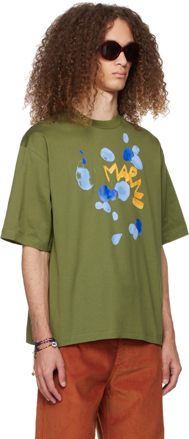 Marni Green Dripping Flower T-Shirt Marni