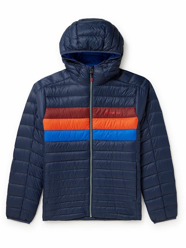 Photo: Cotopaxi - Fuego Colour-Block Quilted Ripstop Down Hooded Jacket - Blue
