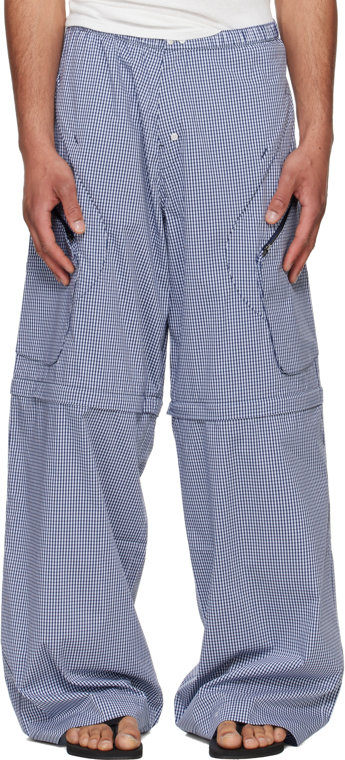 Raimundo Langlois Navy & White Convertible Board Cargo Pants