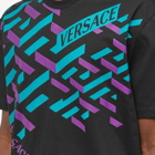 Versace Men's Geometric Print Logo T-Shirt in Black/Purple