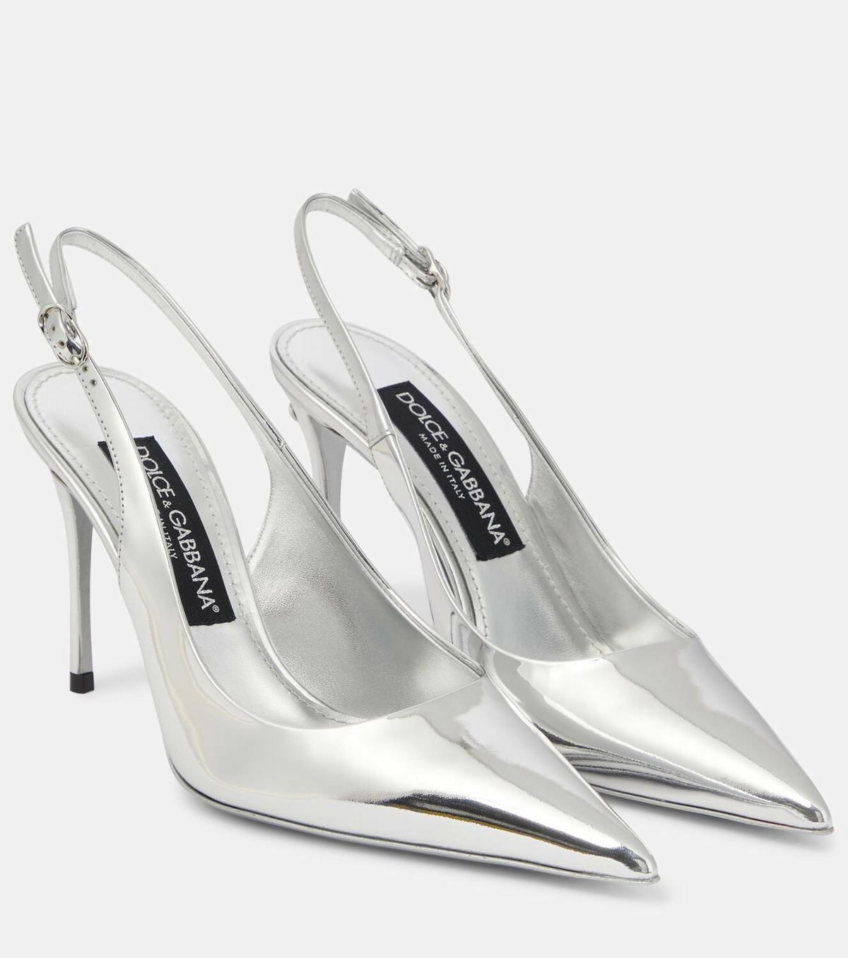 Dolce&Gabbana Lollo mirrored leather slingback pumps