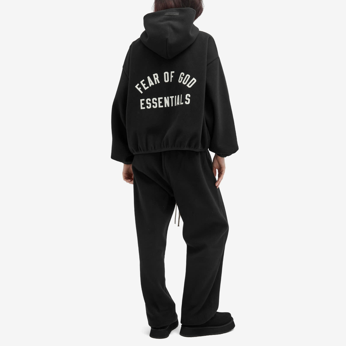 Fear of God ESSENTIALS Women's Brushed Hooded Bomber Jacket in Black