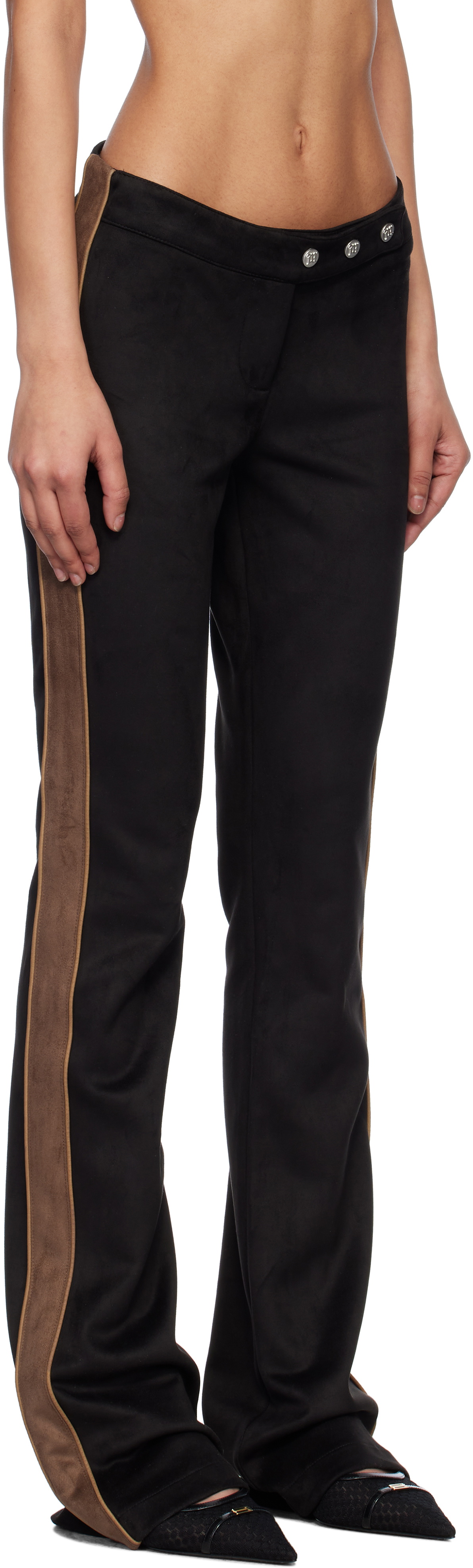 MISBHV Black Moto Faux-Suede Trousers