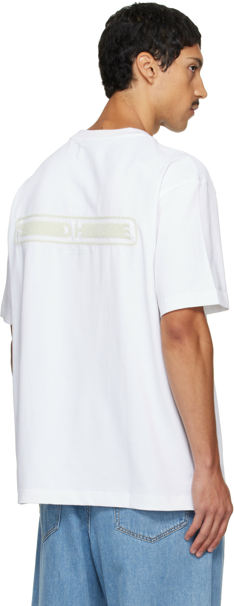 Solid Homme White Solid Back Logo T-shirt
