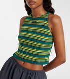Miu Miu Ribbed-knit striped cotton-blend top