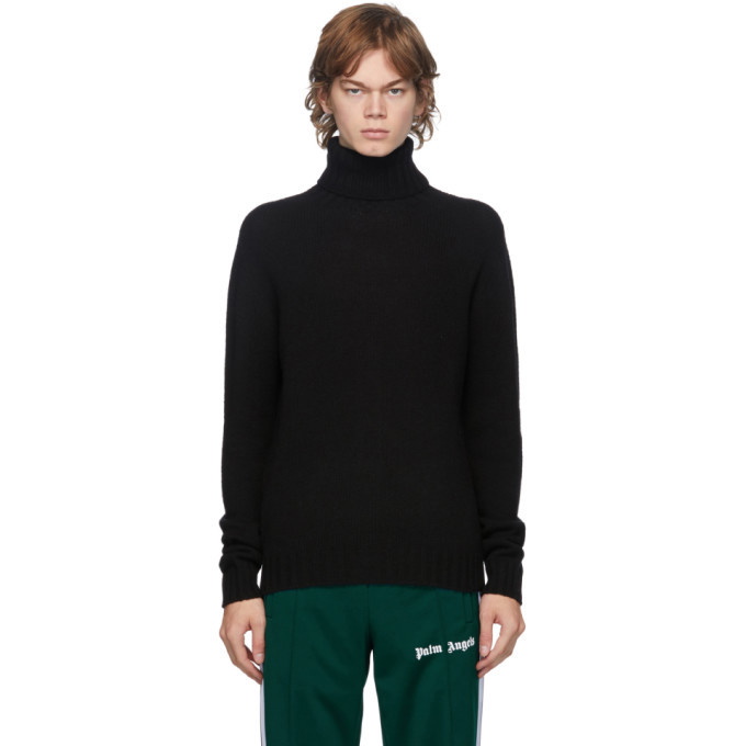 Photo: Palm Angels Black Wool Logo Turtleneck