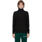 Palm Angels Black Wool Logo Turtleneck