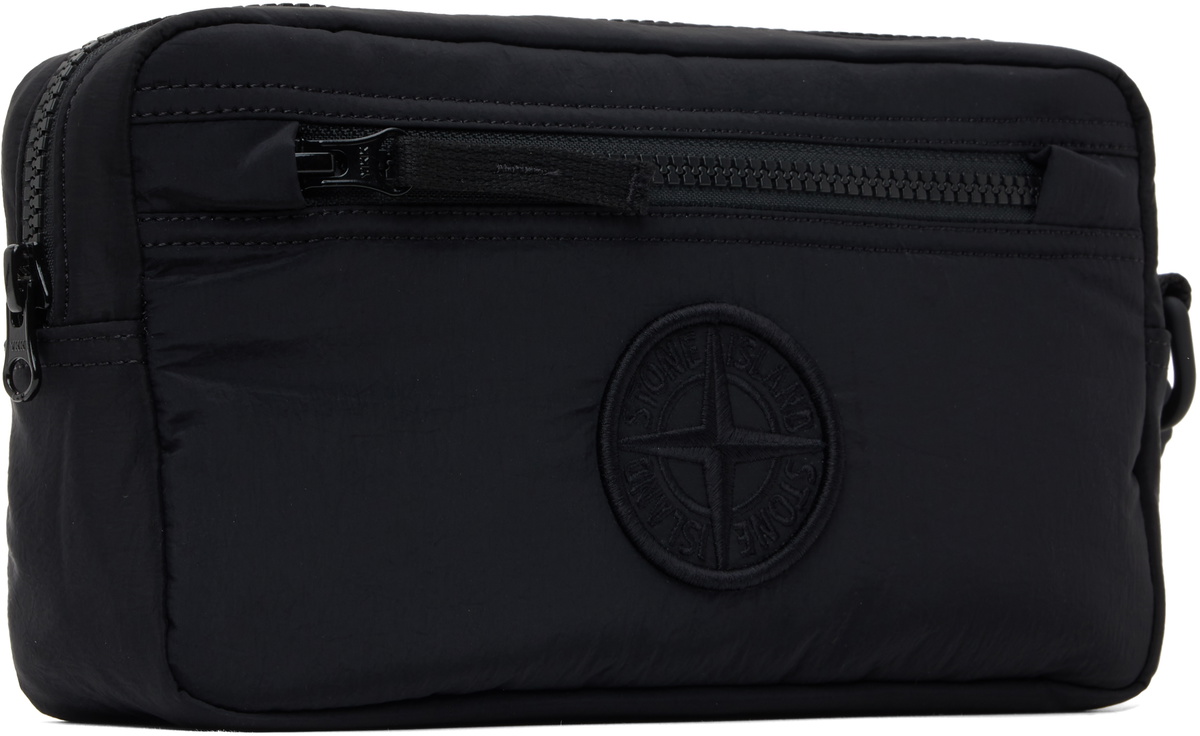 【STONE 】NYLON L IN ECONYL POUCH BAG BLACK Stone Island Black Nylon Metal ECONYL Pouch Stone Island