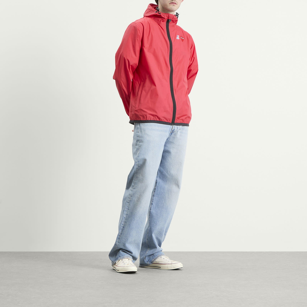 Comme des Garçons Play K-Way Emblem Full Zip Jacket in Red