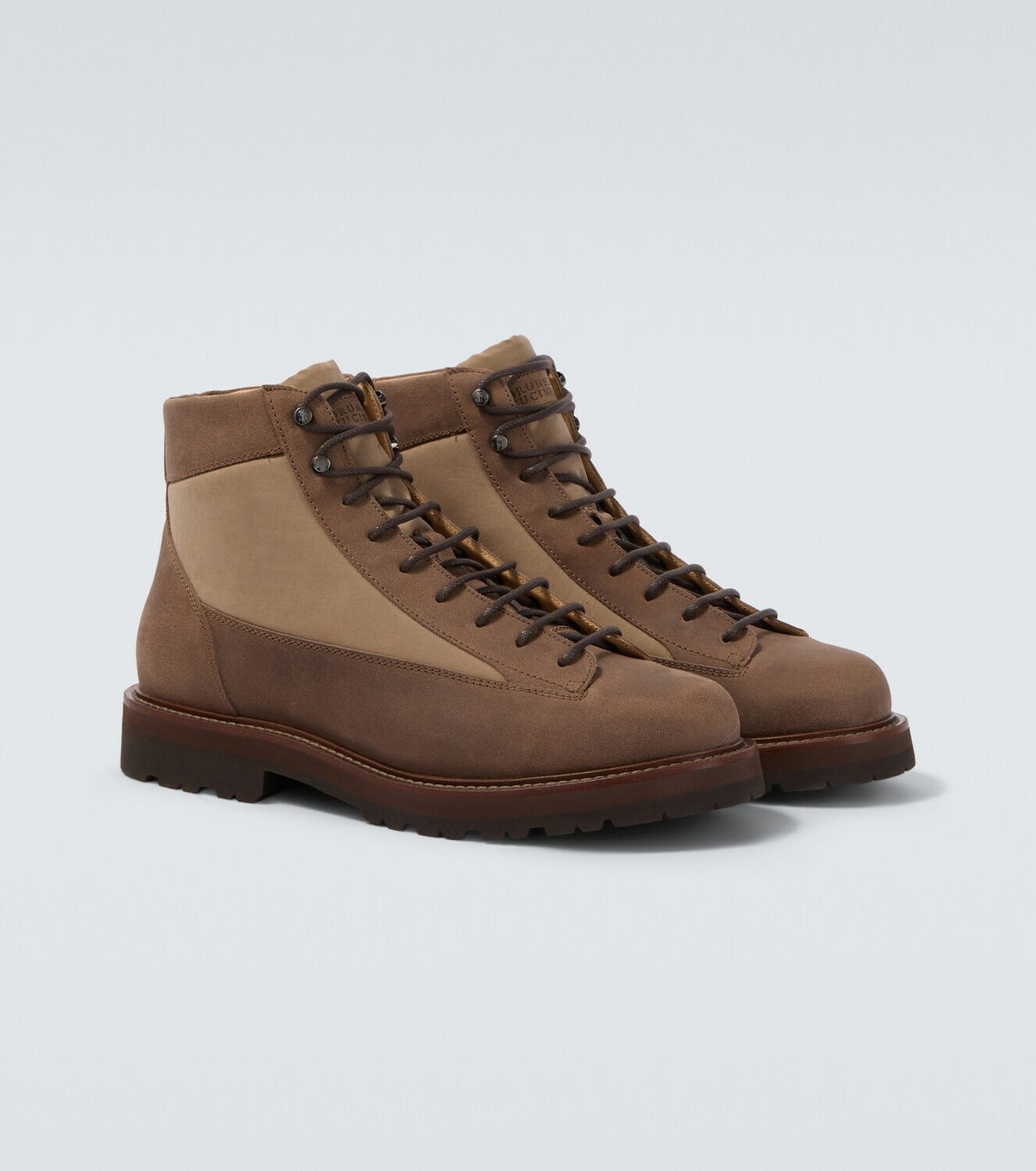 Brunello Cucinelli Suede-trimmed lace-up boots