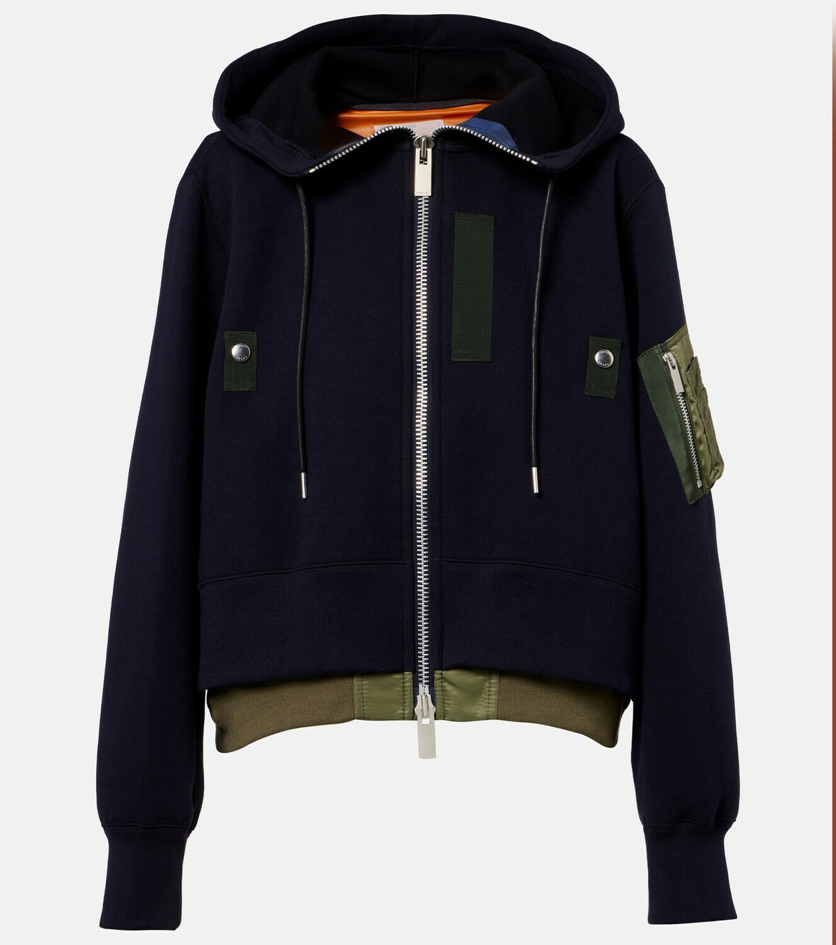 Sacai Paneled cotton-blend zip-up hoodie